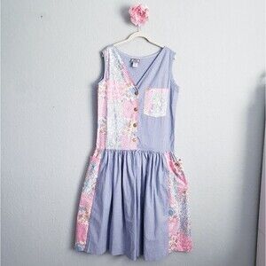 Vintage Blue and Pink Asymmetrical Sundress